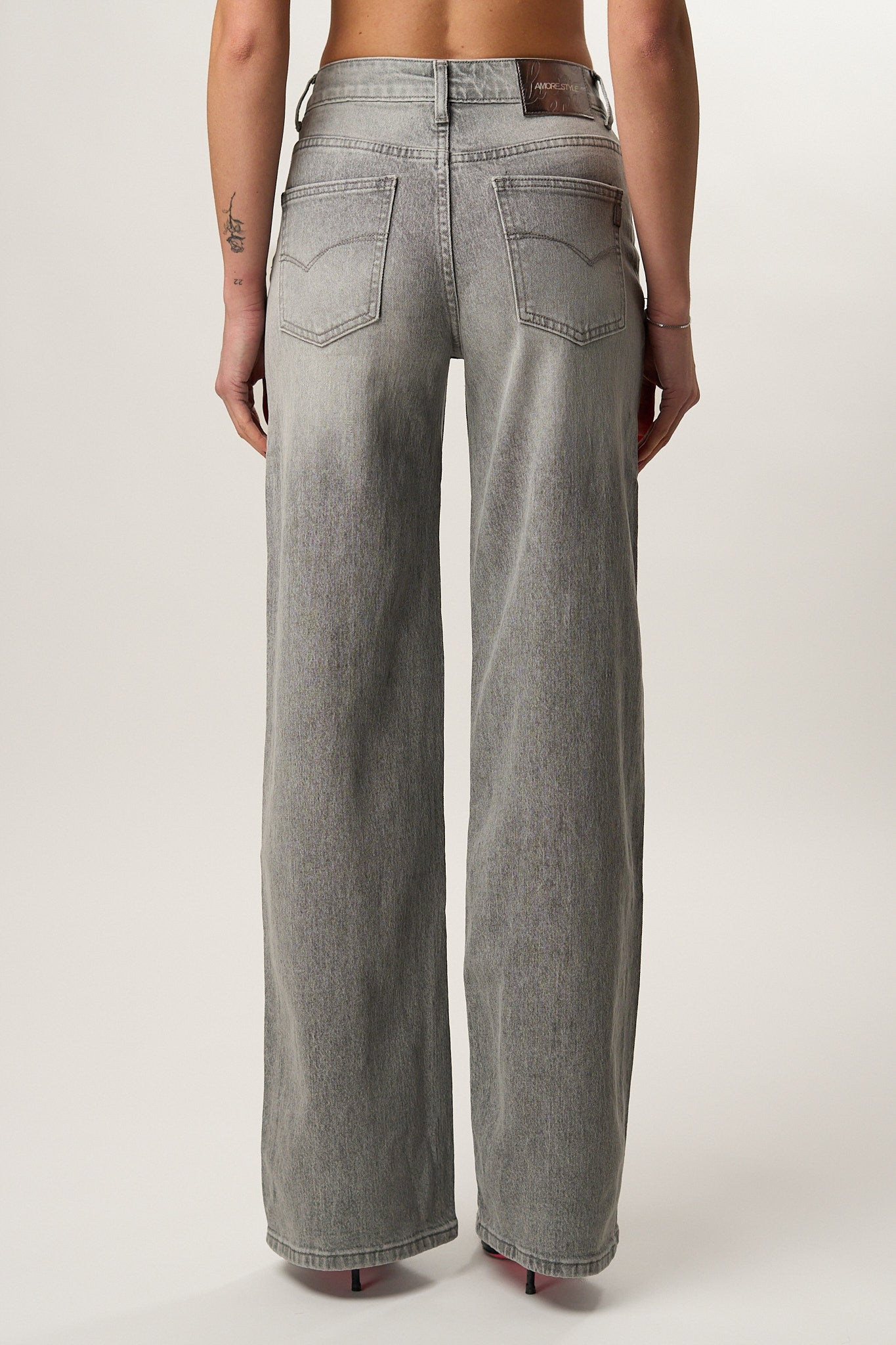 Jeans Wideleg Grigio