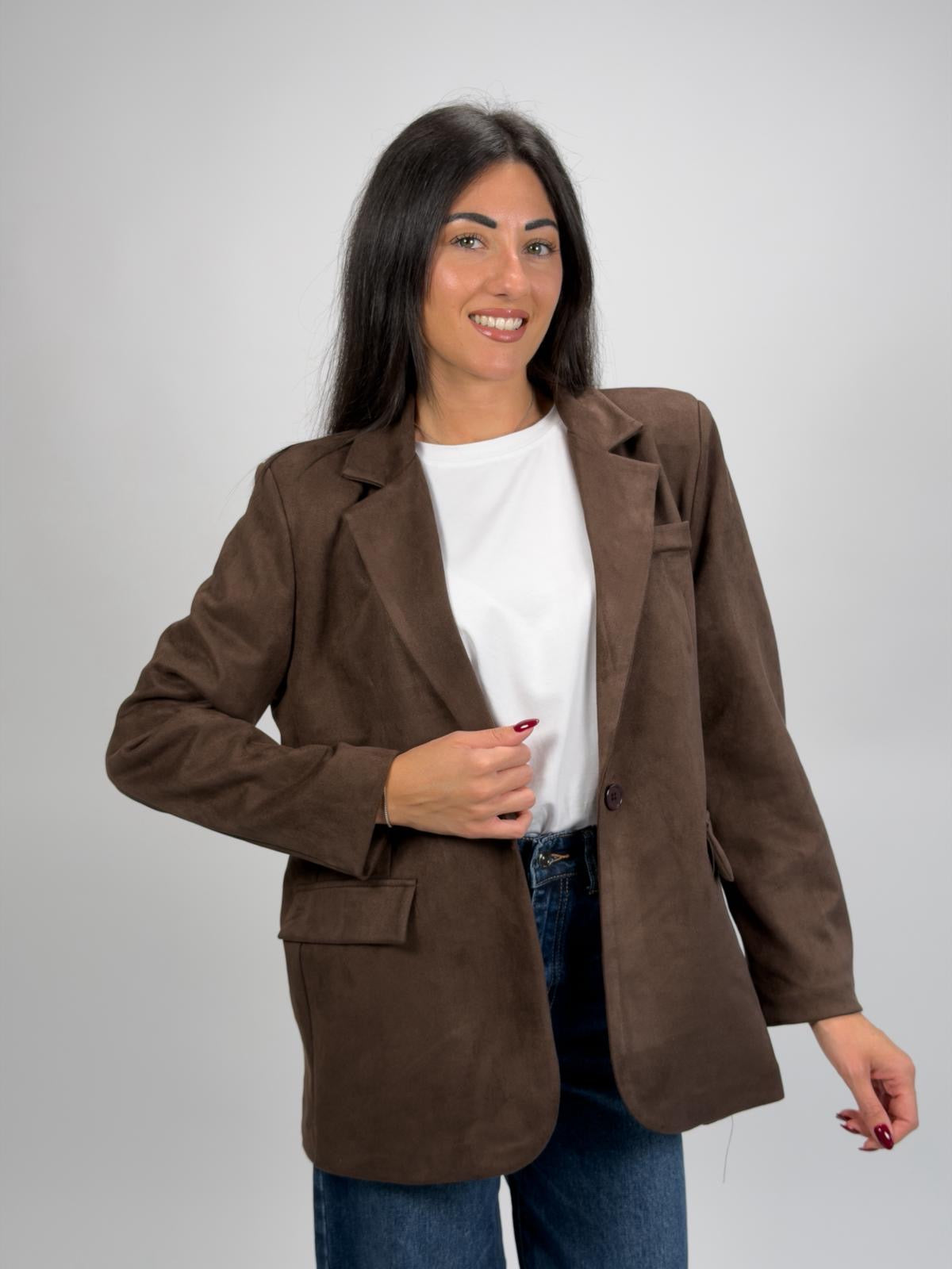 Giacca Scamosciata Marrone