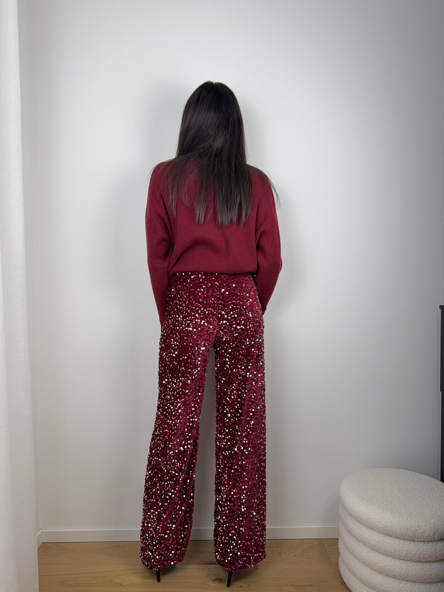 Pantalone Paillettes Bordeaux