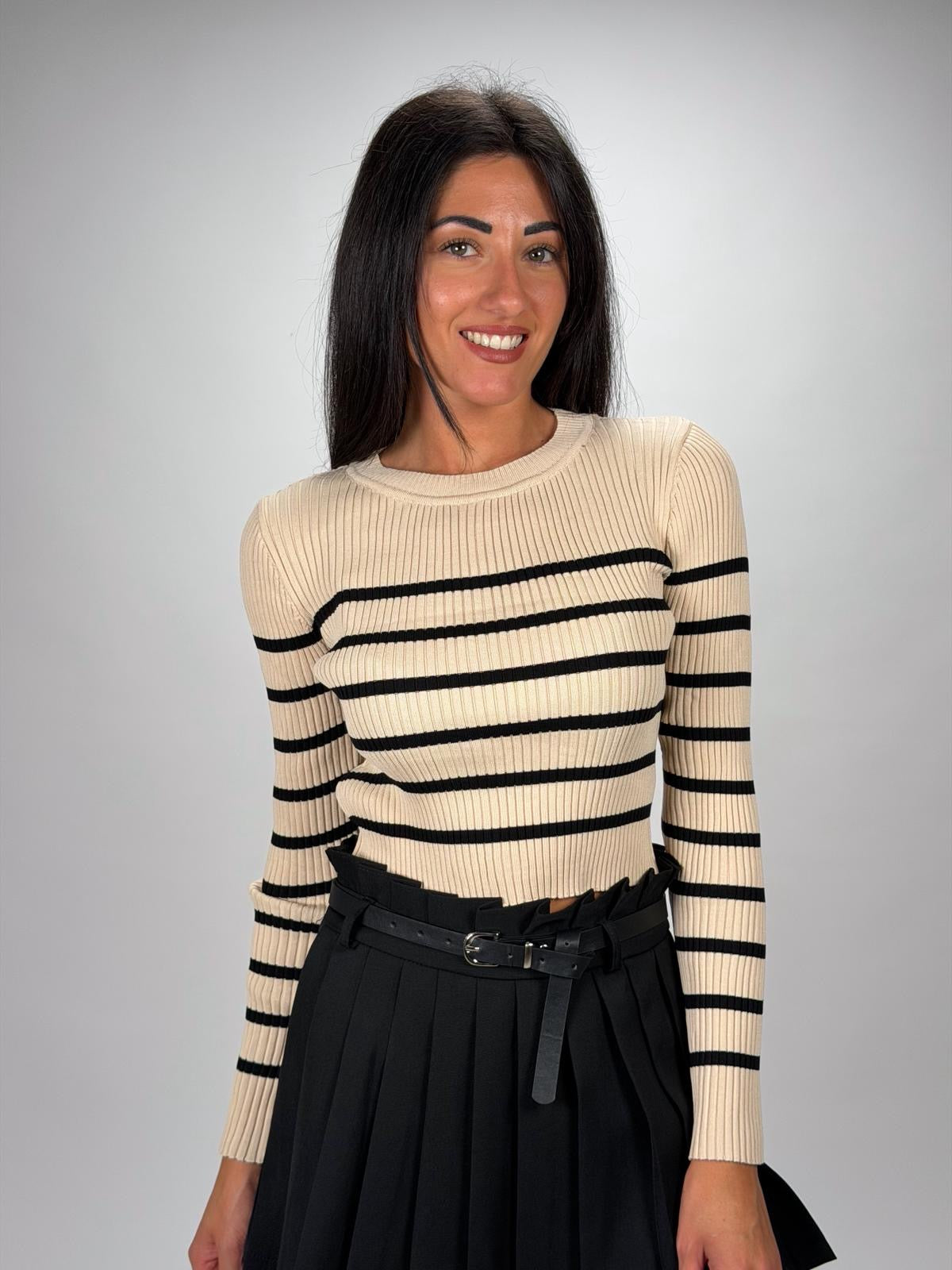Pullover Crop Righe
