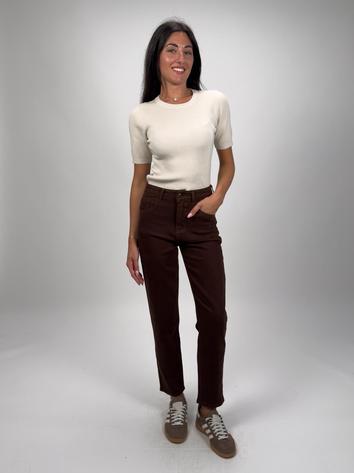 Jeans Momfit Marrone
