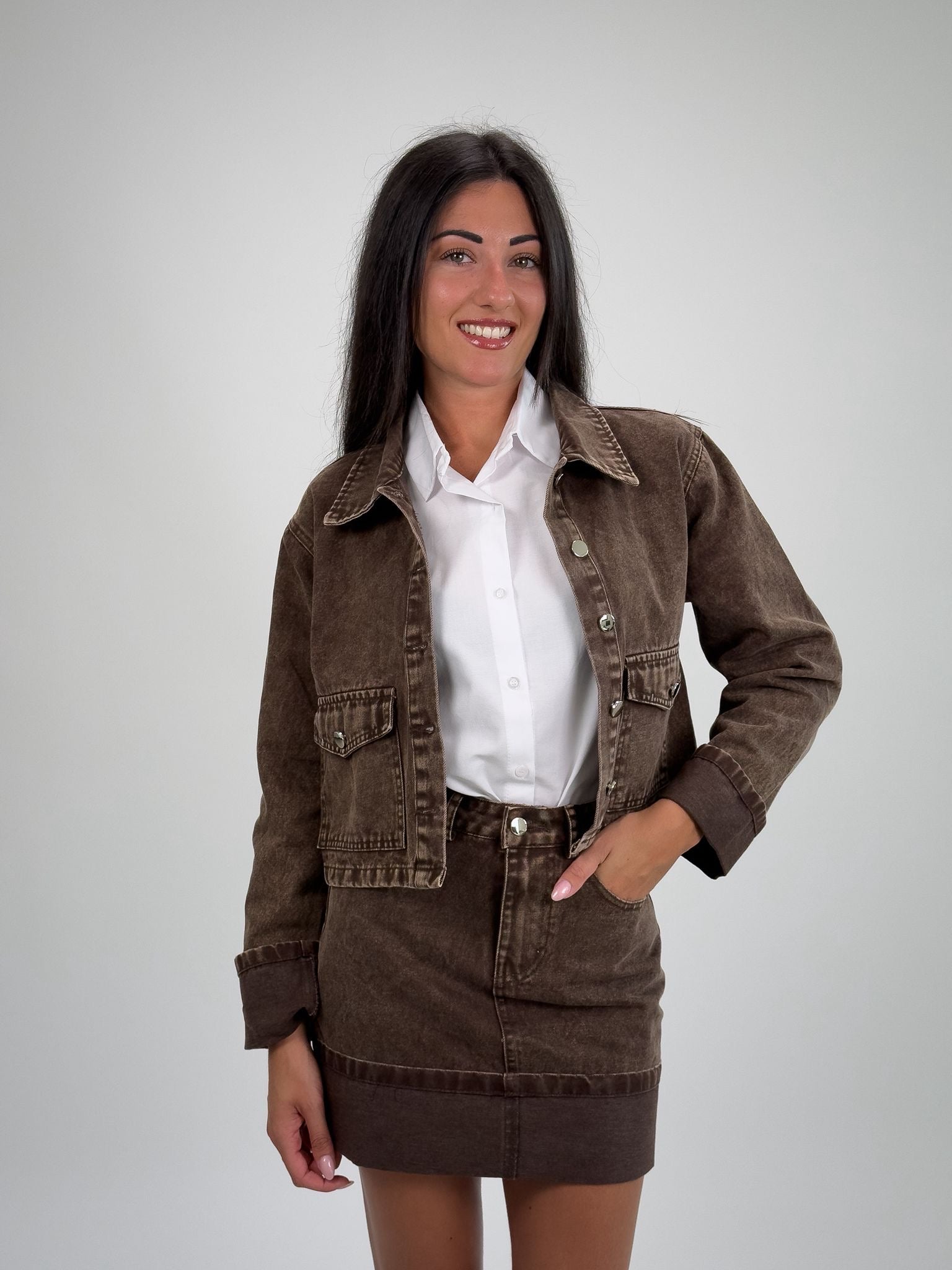 Giacca Denim Brown