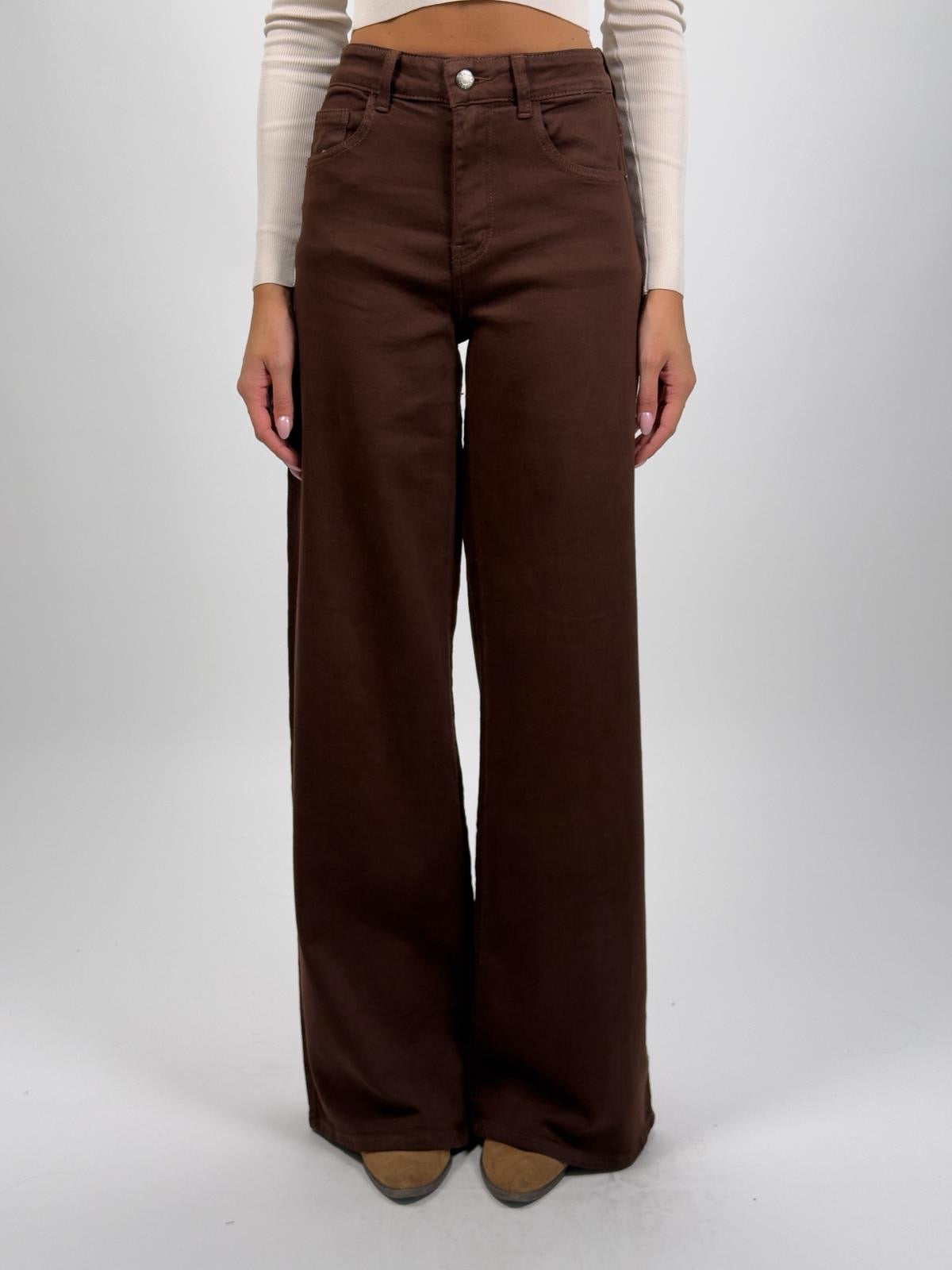 Jeans Wideleg Marrone