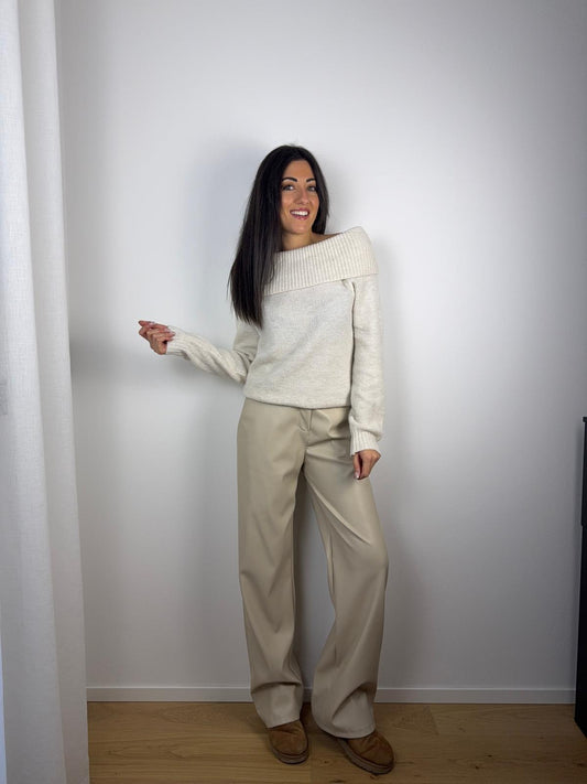 Pantalone Ecopelle Beige