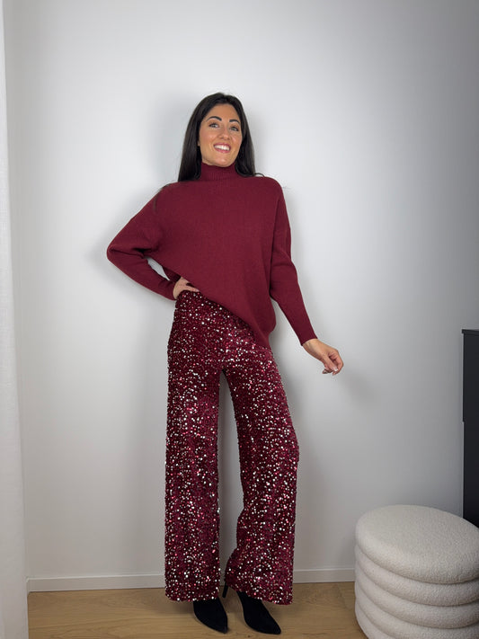 Pantalone Paillettes Bordeaux