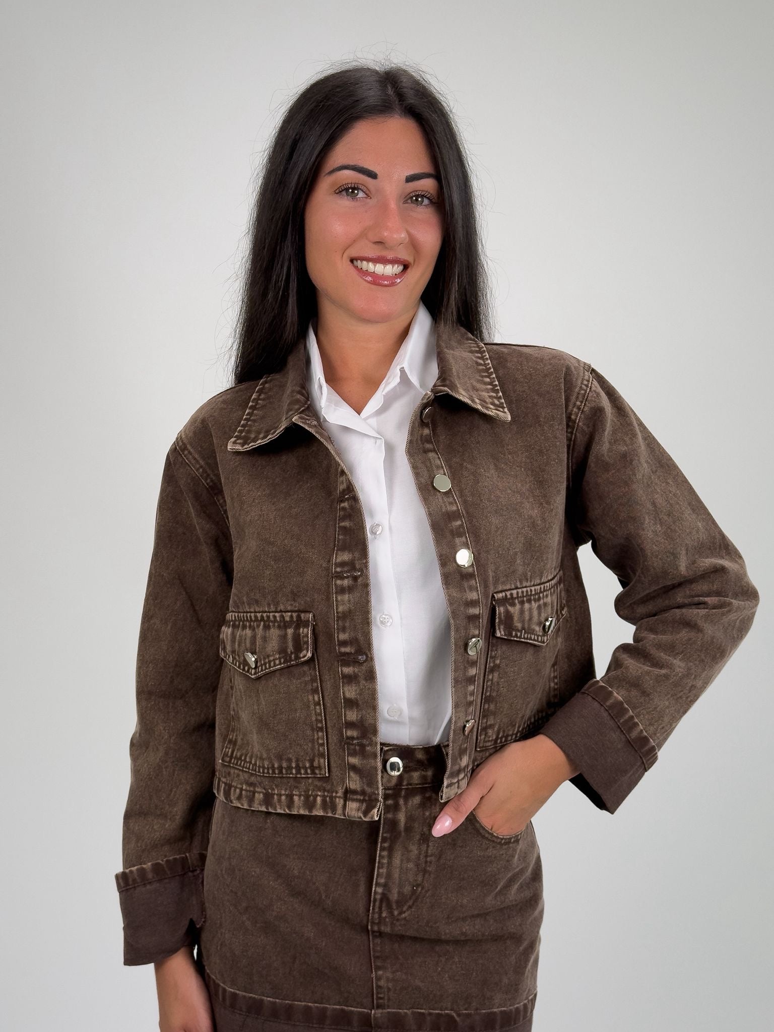 Giacca Denim Brown