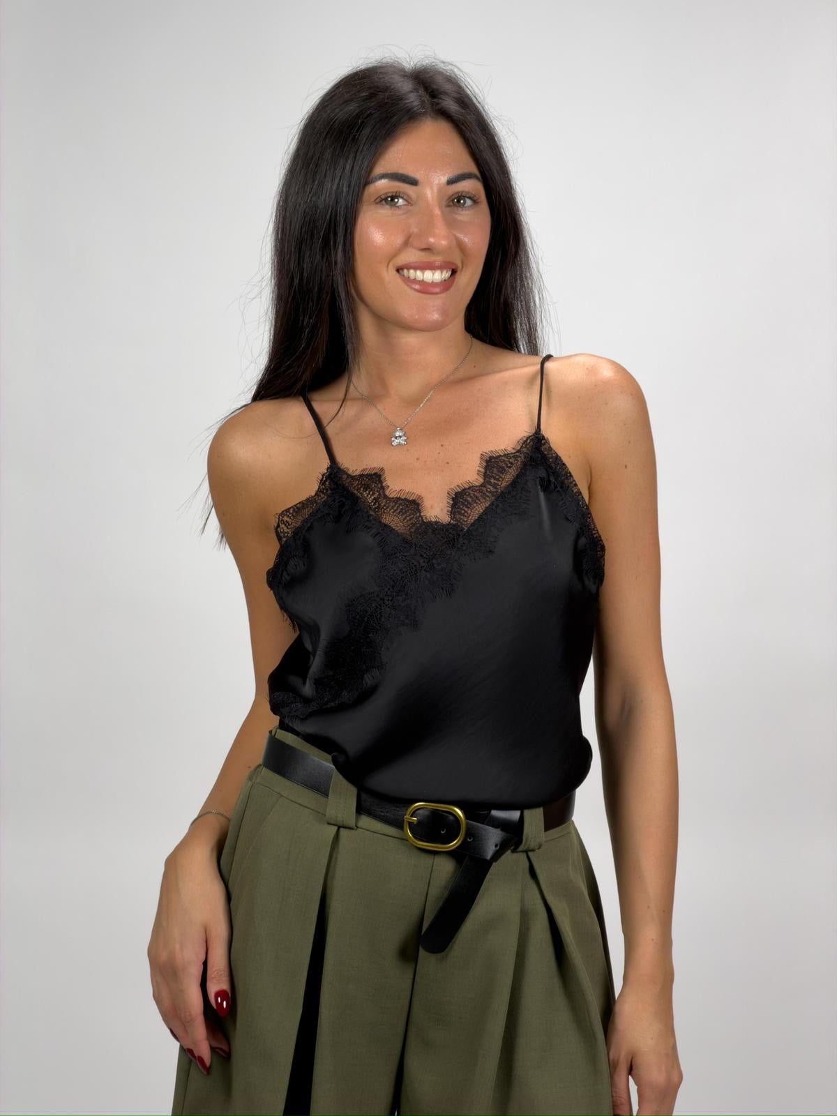 Canotta Satin Pizzo