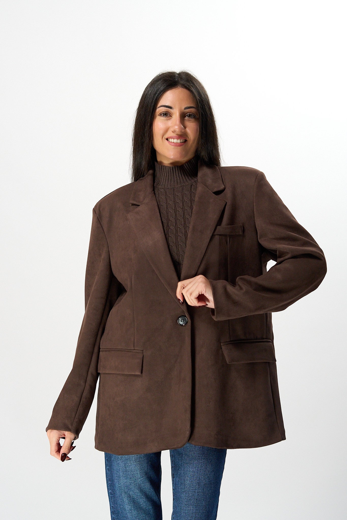 Giacca Scamosciata Marrone