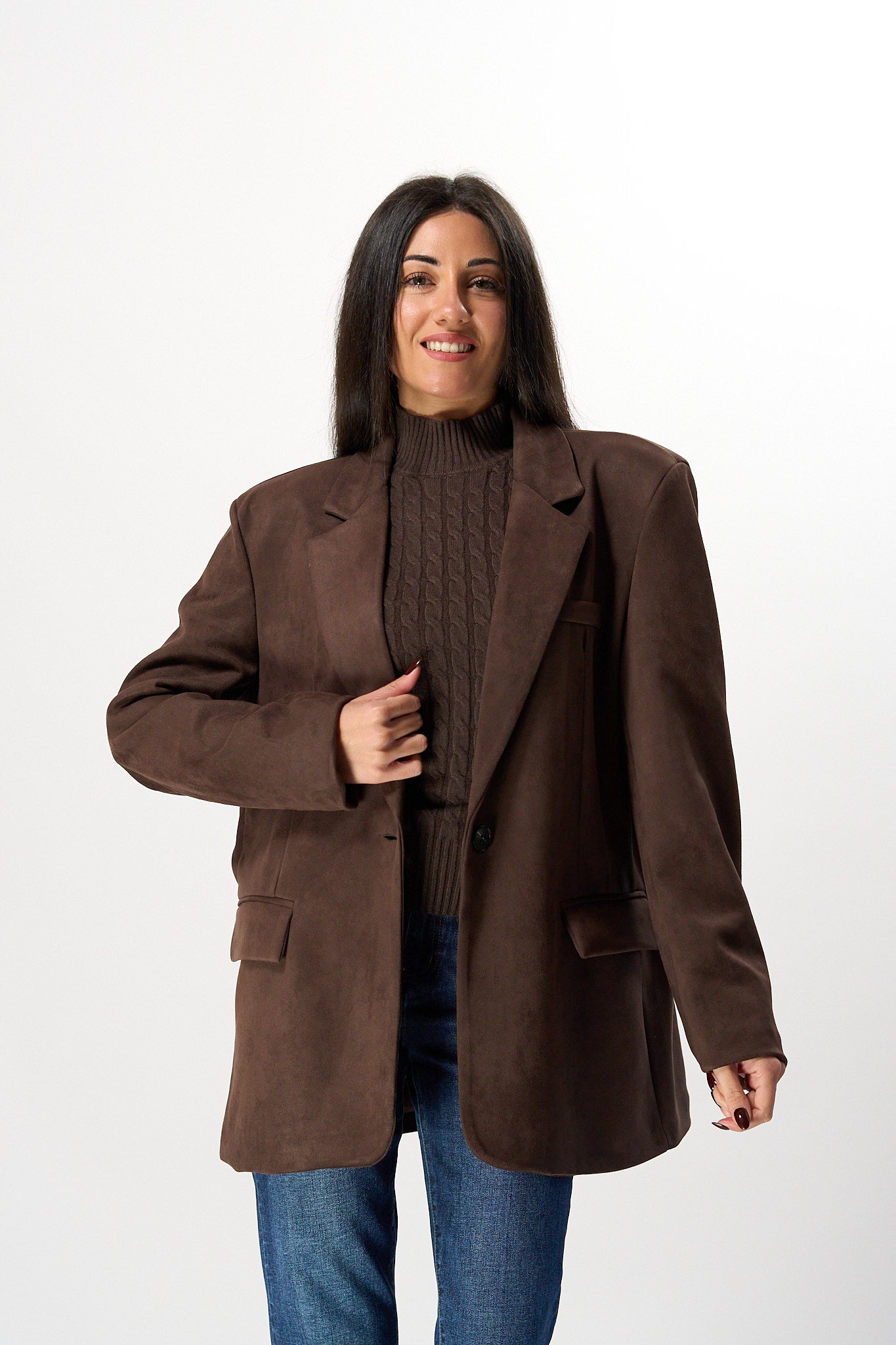 Giacca Scamosciata Marrone