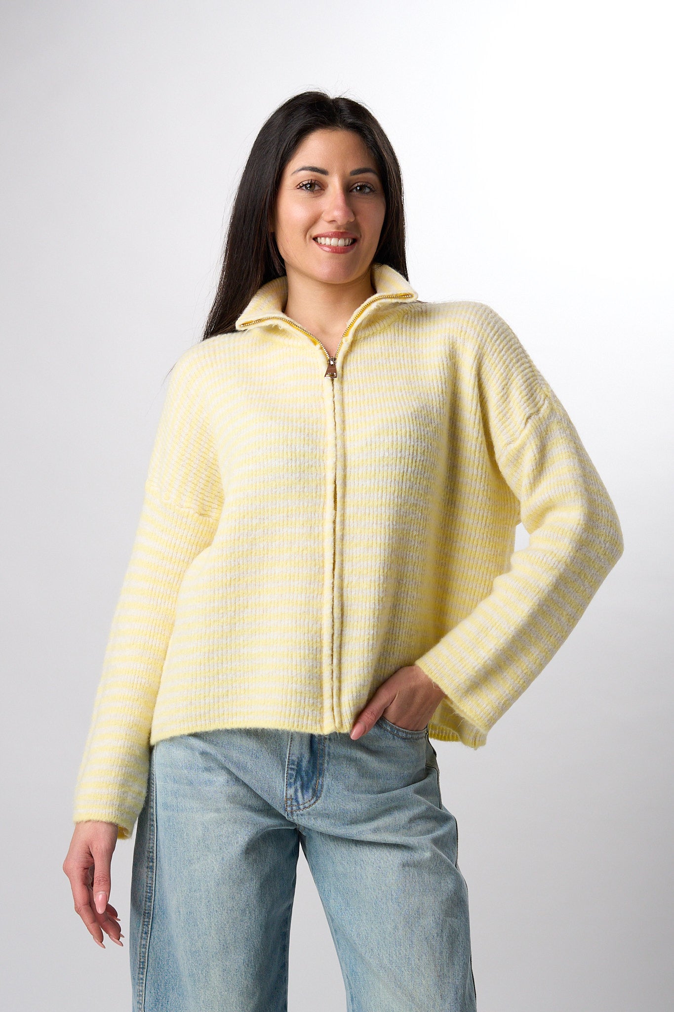 Pullover Zip a Righe