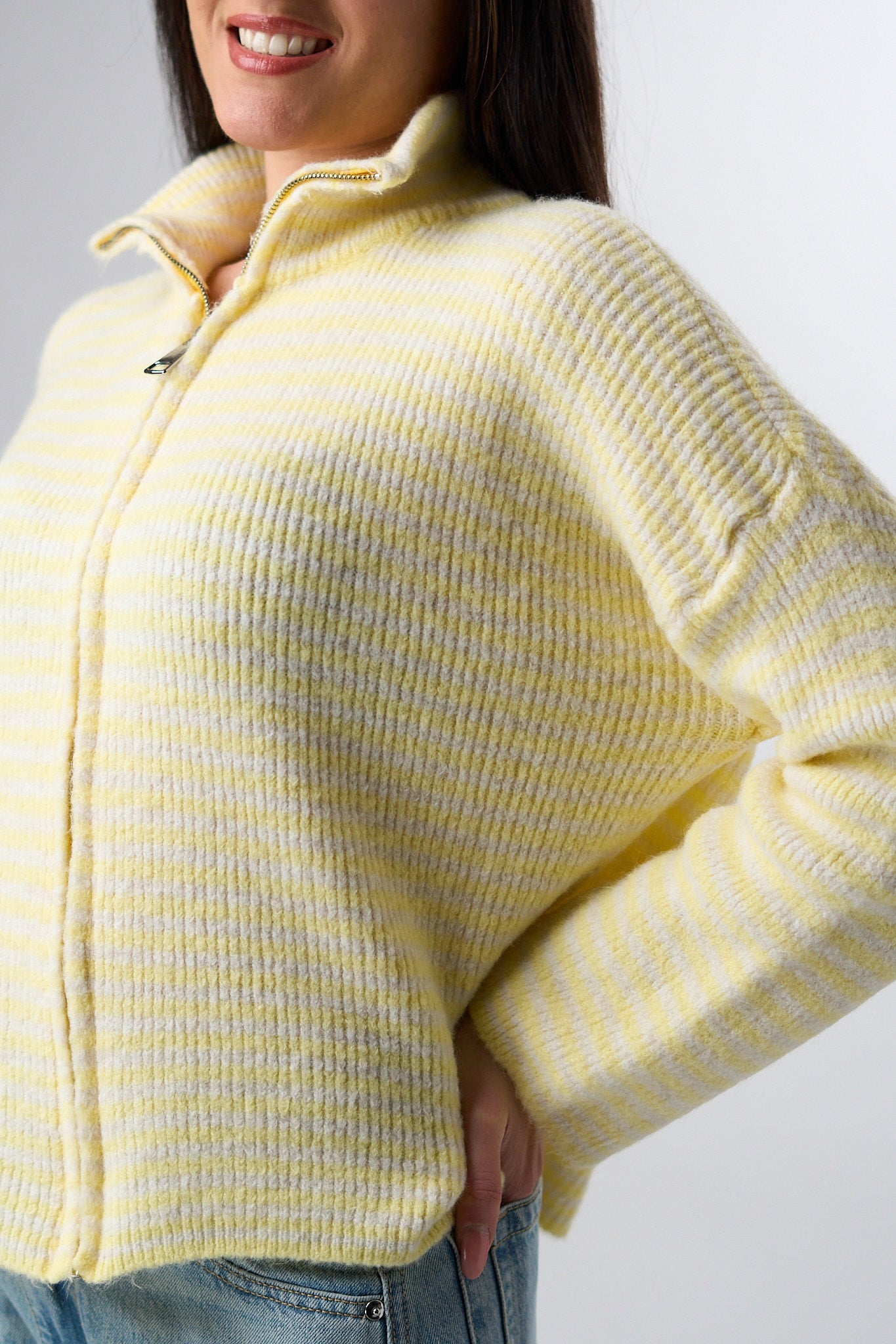 Pullover Zip a Righe