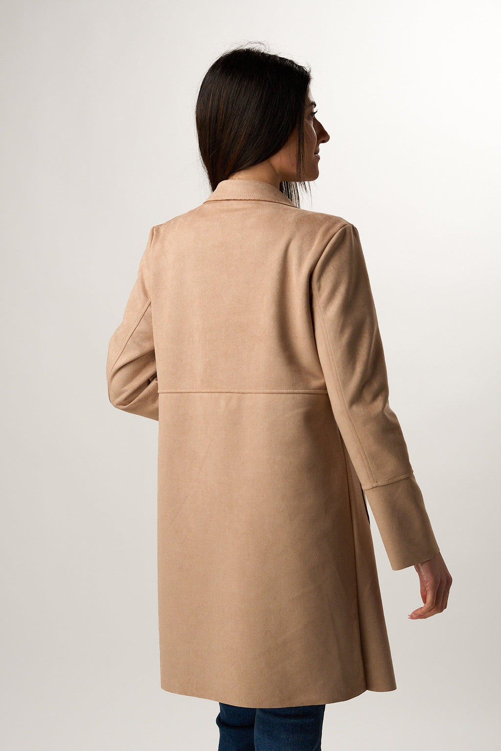 Giacca lunga scamosciata