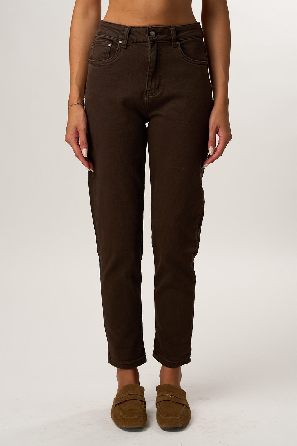 Jeans Momfit Marrone