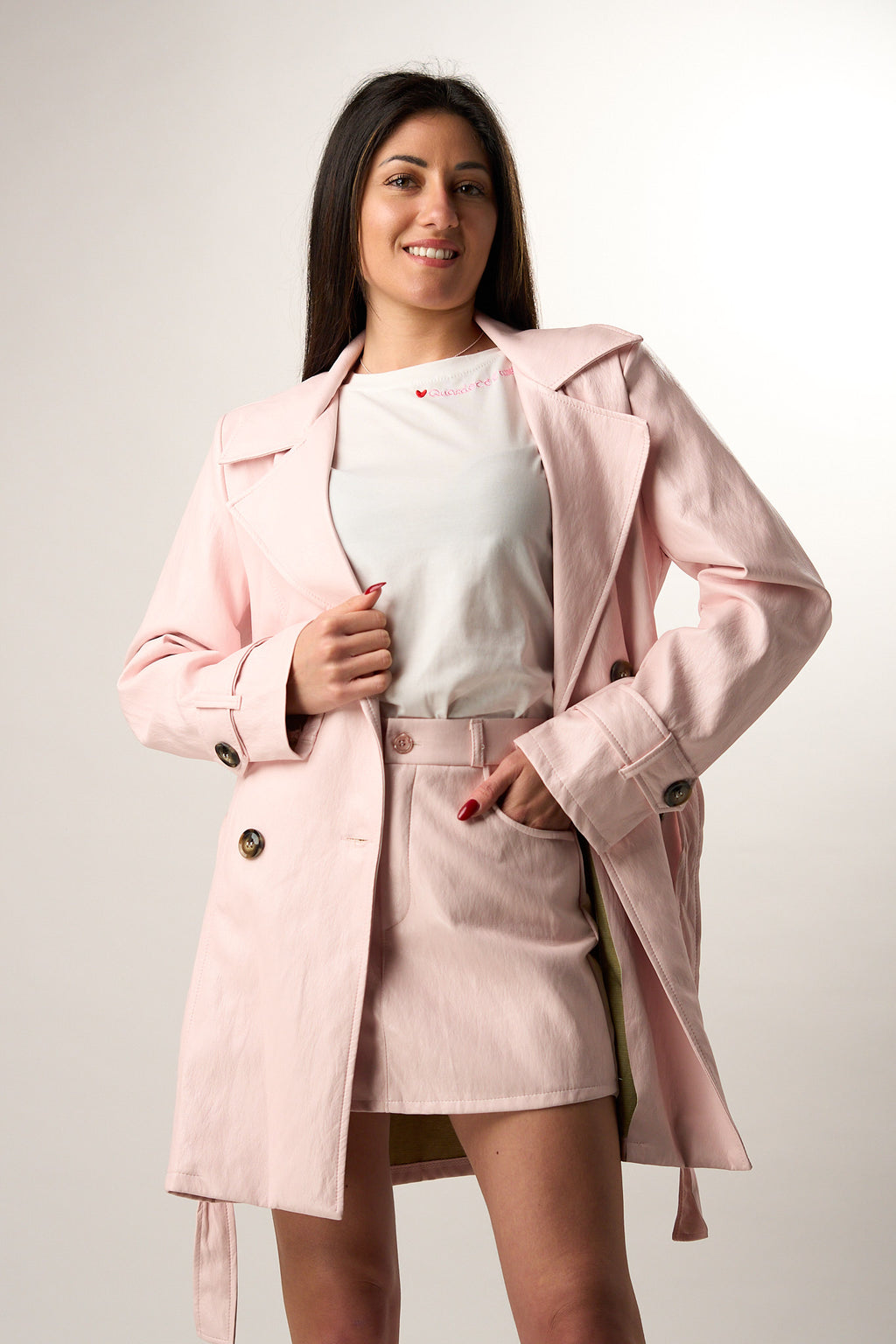 Trench Ecopelle Rosa