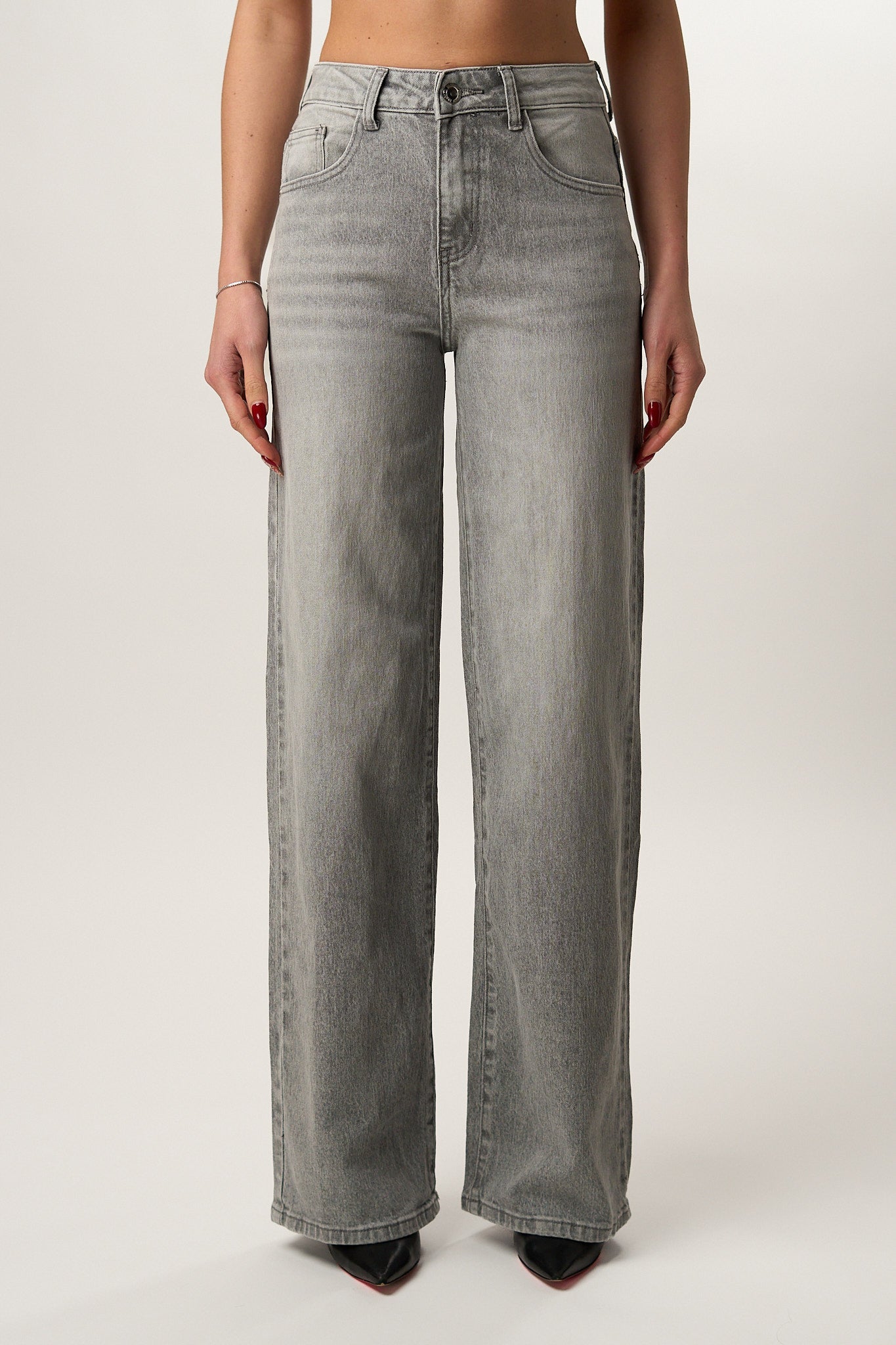 Jeans Wideleg Grigio