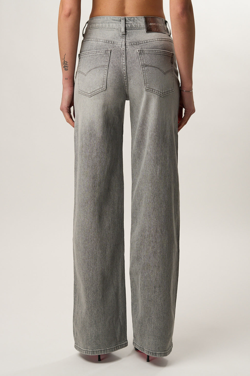 Jeans Wideleg Grigio